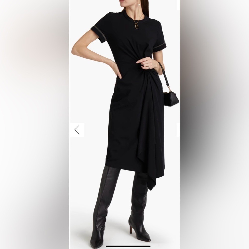 Brunello Cucinelli Midi Dress stretch-cotton jersey‎ with monili-trimmed sleeves